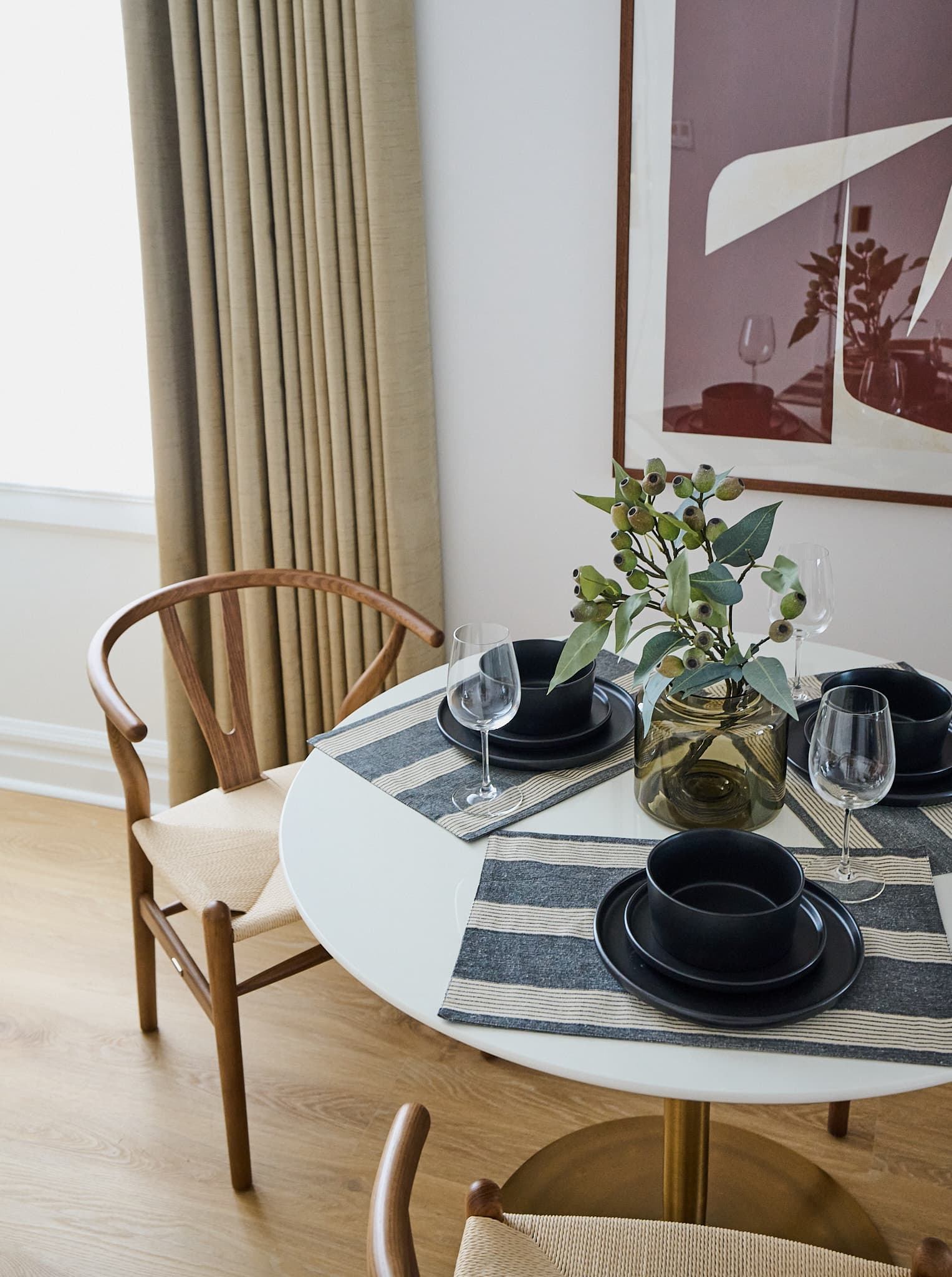Dining area inside a Houston apartment at Rusk House Serviced Apartments